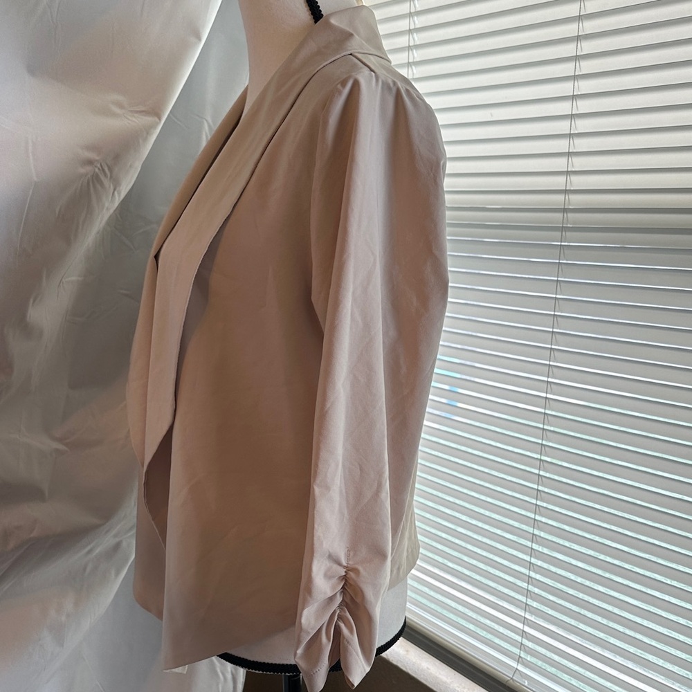 Womens Light Beige Open Front Draped Blazer - Picture 2 of 4